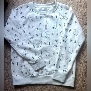 LA Soul Llama Print Crewneck Sweatshirt NWT Cute Cozy Pullover Nature Wildlife